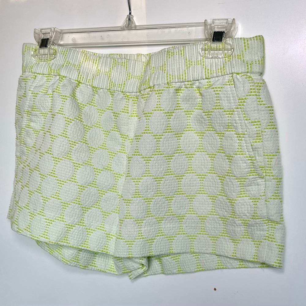 Women's J.Crew White & Lime Green Patterned Shorts Size 2
